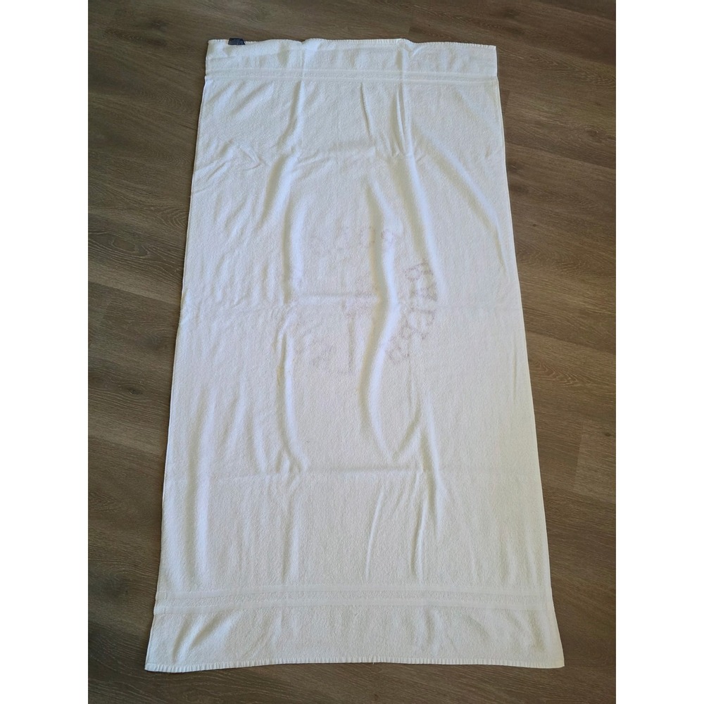 Vintage Polo Ralph Lauren Beach Towel White Red Logo 100% Cotton Made in USA - Picture 2 of 11